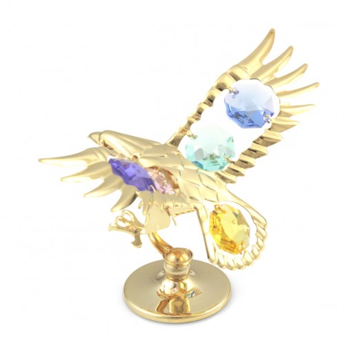 Ērglis ar gaišiem krāsainiem SWAROVSKI kristāliem, uz pamatnes