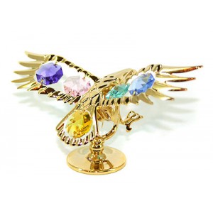 Ērglis ar gaišiem krāsainiem SWAROVSKI kristāliem, uz pamatnes