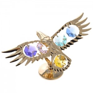 Ērglis ar gaišiem krāsainiem SWAROVSKI kristāliem, uz pamatnes