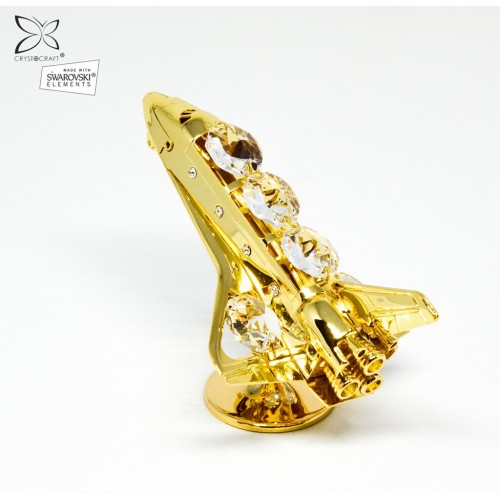 Lidmašīna ar baltiem, mirdzošiem Swarovski kristāliem, Zelta pārklājums 24 karāti. Izmērs 10*7*6 см