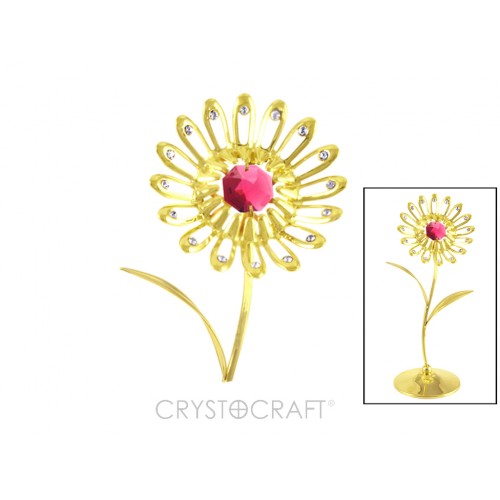 Zieds ar SWAROVSKI kristāliem, uz pamatnes, zelta pārklājums. Izmērs 5 x 5 x 13 cm.