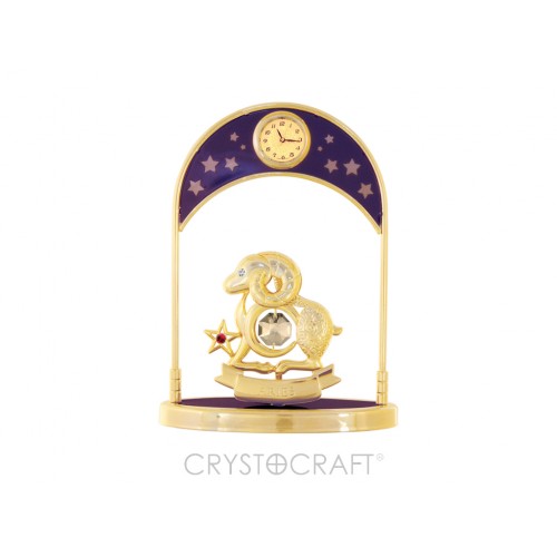 Pulksteņi ar zodiaka zīmi AUNS, ar SWAROVSKI kristāliem, zelta pārklājums. Izmērs 10,5*14*5 cm. 