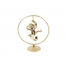 Pērtiķis - 2016. gada simbols -Pērtiķis aplī ar SWAROVSKI kristāliem, zelta pārklājums, izmērs 7*8 cm