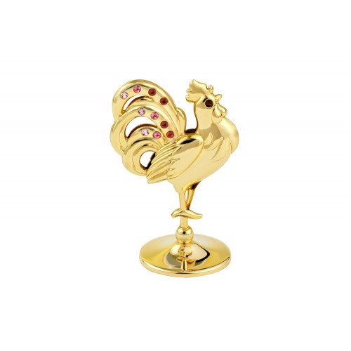 Ugunīgais Gailis - 2017. gada simbols- ar sarkaniem SWAROVSKI kristāliem, izmērs - 7 * 4,5 сm