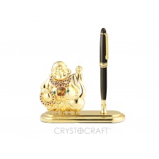 Pildspalvas turētājs ar Buddu, ar krāsainiem SWAROVSKI kristāliem un lielo dzelteno. Izmērs 15 x 5 x 18 cm.