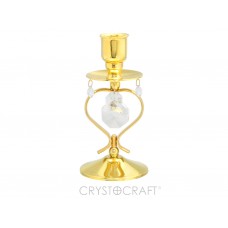 Svečturis ar SWAROVSKI kristāliem, zelta pārklājums. Izmērs 6 x 6 x 12,5 cm.