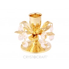 Svečturis ar SWAROVSKI kristāliem, zelta pārklājums. Izmērs  8 x 8 x 7 cm.